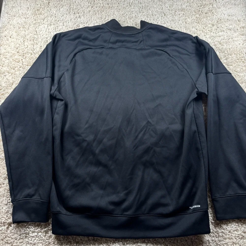Adidas Mens Track Jacket Size L Black Full Zip Bomber Style Soccer Activewear